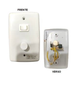 CHAVE P/EXAUSTOR / VENTILADOR DE TETO 1-TECLA LIGA/DESLIGA+REVERSÃO CONTROLE DE VEL ROTATIVO BIV1.000W S/OFF C/CAIXA FUNDO SOBREPOR ESP.4X2 BRANCO