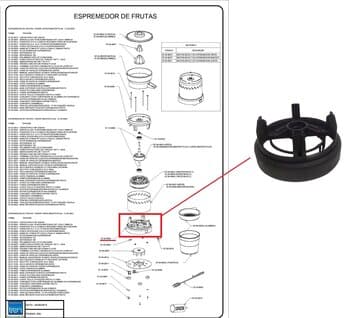 Base do Corpo do Motor Extrator Espremedor de Sucos Tron - Parte Inferior - Modelos Super Master Plus - Usar c/Rol.6201 - Diâm.Ext.00,0cm - Distância
