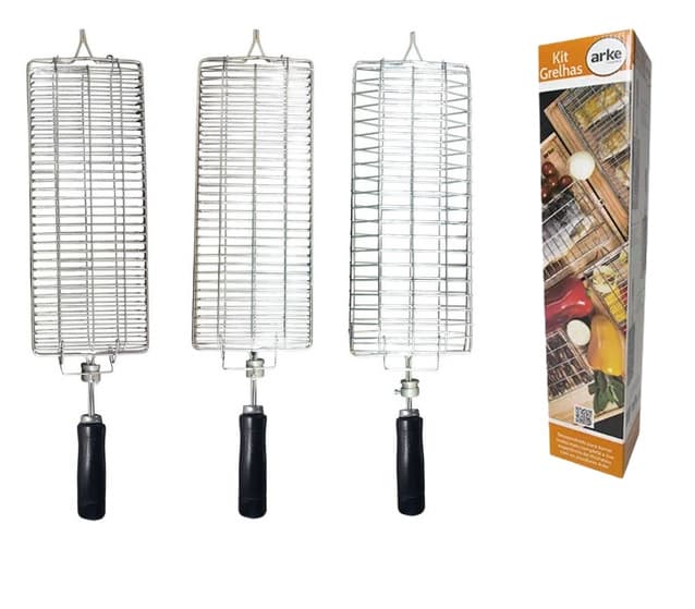 ESPETO GRELHA P/CHURRASQUEIRA ASSADOR ARKE - KIT C/3 GRELHAS VITTA VITTA PREMIUM VITTA SMART - 1-MUTIUSO 1-PEIXE 1-CORAÇÃO - foto 1 de 5