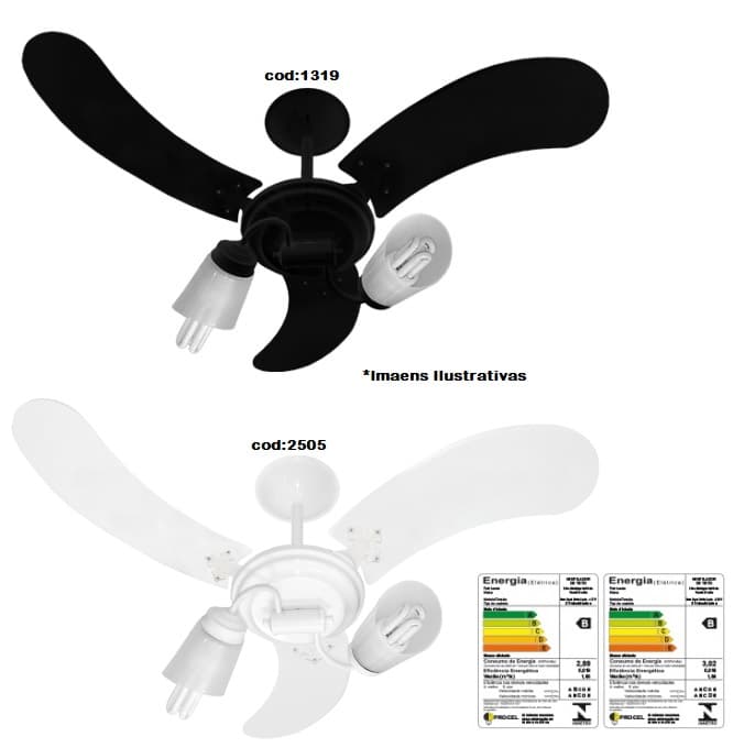 VENTILADOR DE TETO VENTI-DELTA NEW SPOT2 110V PRETO 3PAS MDF ARTE PRETA LUMINARIA C/2 TULIPAS PL PATA - CHAVE 3VEL - foto 1 de 2