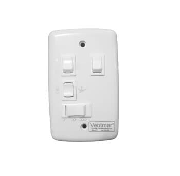 CHAVE P/VENTILADOR DE TETO R2LUZ 3VEL C/CAP.10,5UF 4,0+6,5MF C/REVERSÃO + 2-TECLAS LUZ - P/VOLARE 110VOLTS