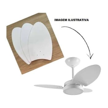 PÁ HÉLICE P/VENTILADOR DE TETO TRON VENTURA MADEIRA TIPO BALA MDF COR BRANCA - PÁ DE MDF LAQUEADA VENTURA BRANCA - *VENDIDA P/UNIDADE