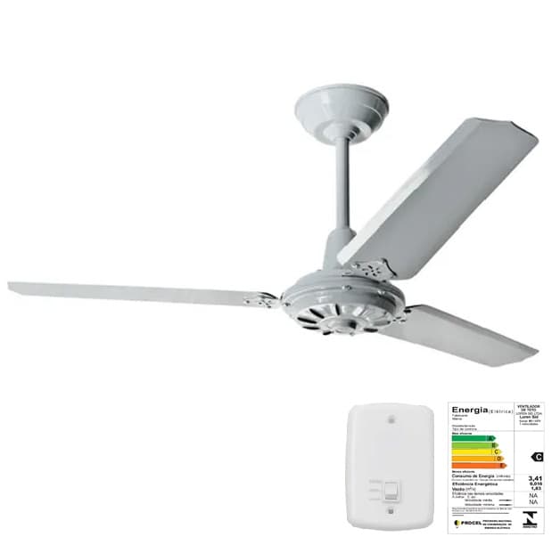 VENTILADOR DE TETO LOREN SID COMERCIAL M3 RV 110V127W08,5UF 3PAS ABS/PL COR CINZA CV REVERSAO - SEM LUMINARIA P/AREA GOURMET - foto 1 de 4