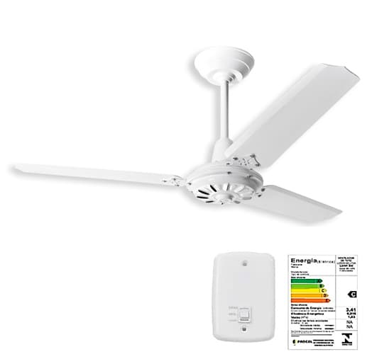 VENTILADOR DE TETO LOREN SID COMERCIAL M3 RV 110V127W08,5UF 3PAS ABS/PL COR BRANCA CV REVERSAO - SEM LUMINARIA P/AREA GOURMET - foto 1 de 4