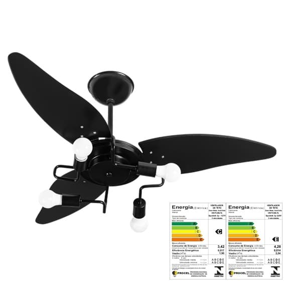 VENTILADOR DE TETO VENTI-DELTA SPUTINIK 110V 130W PRETO 3PÁ FOLHA PRETA LUM P/4-LAMP CHAVE 3VEL - VENTILADOR SILENCIOSO - foto 1 de 3
