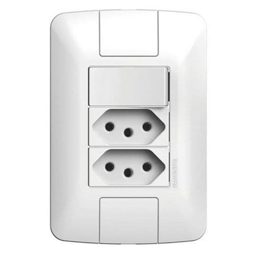 INTERRUPTOR ELéTRICO 1-TECLA SIMPLES + 2-TOMADAS 10A PLACA ESPELHO 4X2 BRANCA - foto 1 de 1