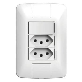 INTERRUPTOR ELéTRICO 1-TECLA SIMPLES + 2-TOMADAS 10A PLACA ESPELHO 4X2 BRANCA