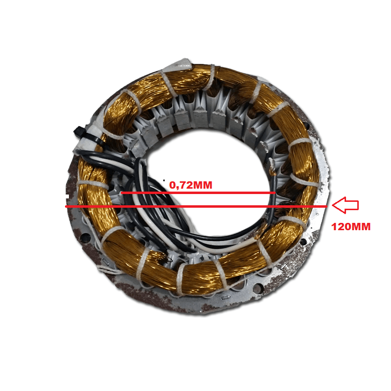 ESTATOR BOBINADO MOTOR EXAUSTOR VENTI-DELTA 30/40CM 110V - 30CM USAR CAP.05,0UF/40CM USAR CAP.06,0UF - ESP.DO FERRO 00,0MM - DIÂM.EXTERNO 00,0CM
