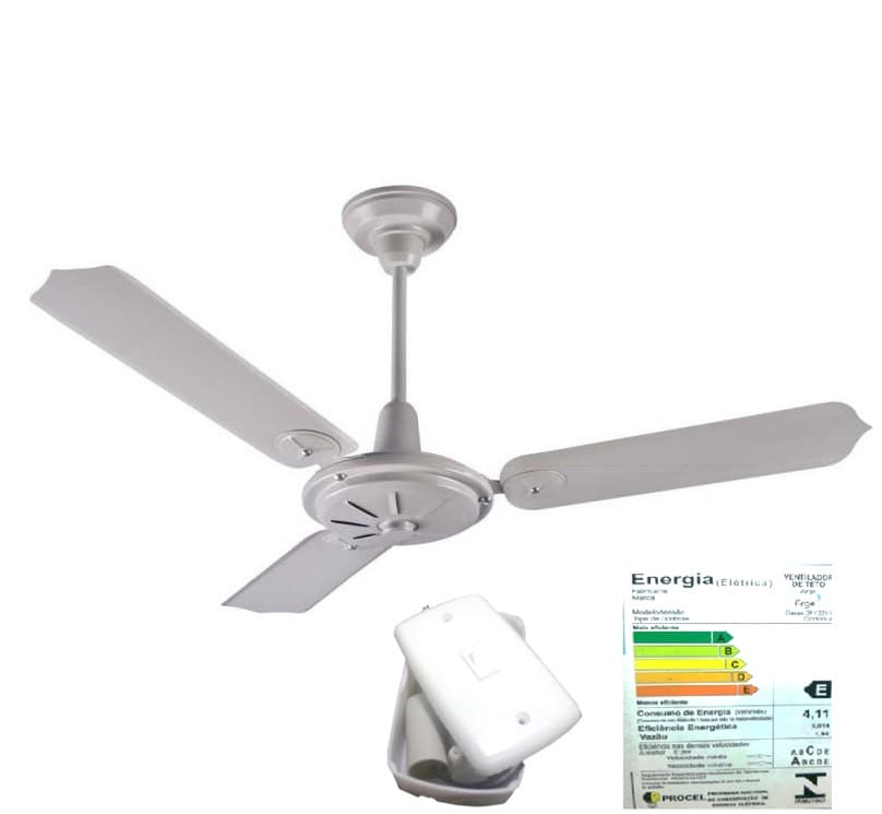 VENTILADOR DE TETO ARGE COMERCIAL CLASSIC 220V04,0UF 135W CINZA 3PÁS METAL CHAVE 1T LDR C/REV 60HZ - SEM LUMINARIA P/AREA GOURMET - foto 1 de 3