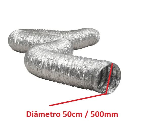 DUTO FLEXIVEL TUBO DE ALUMINIO 50CM P/EXAUSTORES 500MM -*VENDIDO P/METRO- ALUDEC 6020 P/ATE 140C° 20POL"508MM - foto 1 de 2