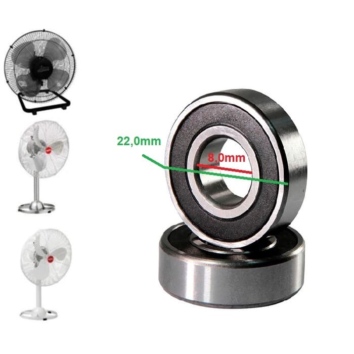 ROLAMENTO 0608 2RS 1A NSK 0608D1 P/VENTILADOR DE MESA VENTI-DELTA VENTISILVA RETRO 40CM - ENCAIXE EIXO 8,0MM - DIAMETRO EXTERNO 22,0MM - foto 1 de 2