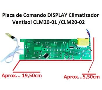 PLACA DE COMANDO DISPLAY CLIMATIZADOR VENTISOL CLM20-01 CLM20-02 BIV-110V/220V BI-VOLTS - C/FIOS ESTANHADOS