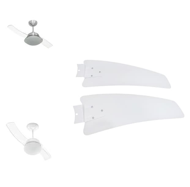 PÁ HÉLICE P/VENTILADOR DE TETO PRIMAVERA EVOLUTION DELTA SUBLIME - KIT C/02 PÁS MDF BOEING BRANCAS C/SUPORTES/ PARAFUSOS E PORCAS. JOGO C/2PÁS - foto 1 de 3
