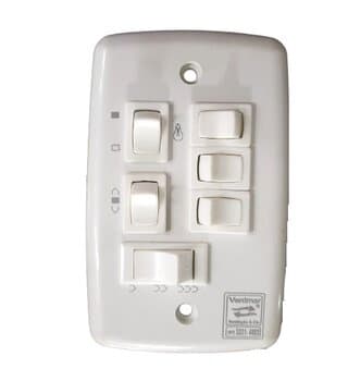 CHAVE P/VENTILADOR DE TETO R4LUZ 3VEL C/CAP.10,0UF 4,06+6,0MF C/REVERSÃO + 4-TECLAS LUZ - P/VENTI-DELTA LOREN SID RIOPRELUSTRES ARGE CICLONE...