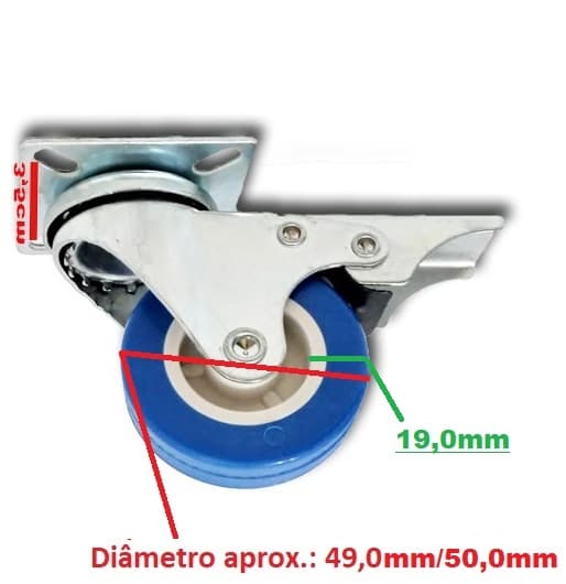 RODA RODIZIO P/CLIMATIZADOR VENTISOL 45LT CLI45PRO PRO2 MWM4500 - 49,0MM 50,0MM MÓVEL DIANTEIRA C/TRAVA - *VENDIDA P/UNIDADE - foto 1 de 3