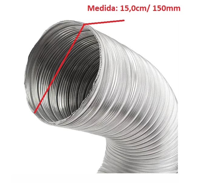 DUTO FLEXIVEL TUBO DE ALUMINIO 15CM P/EXAUSTORES CHAMINÉS 150MM - PACOTE C/03MT - SEMIDEC P/ATE 250C° 06POL"150MM - foto 1 de 5