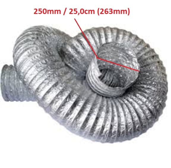 DUTO FLEXIVEL TUBO DE ALUMINIO 25CM P/EXAUSTORES 250MM -*VENDIDO P/METRO- ALUDEC 6010 P/ATÉ 140C° 10POL"250MM/263MM - foto 1 de 3