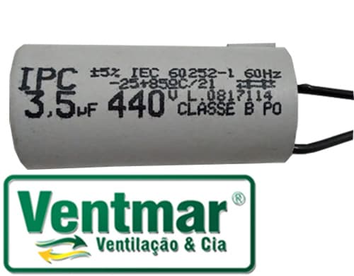 CAPACITOR 003,5UF 2FIOS RD 440VAC - P/VENTILADOR VENTI-DELTA VENTURA BIVOLTS - CAPACITOR VENTILADOR VENTISOL - foto 1 de 1