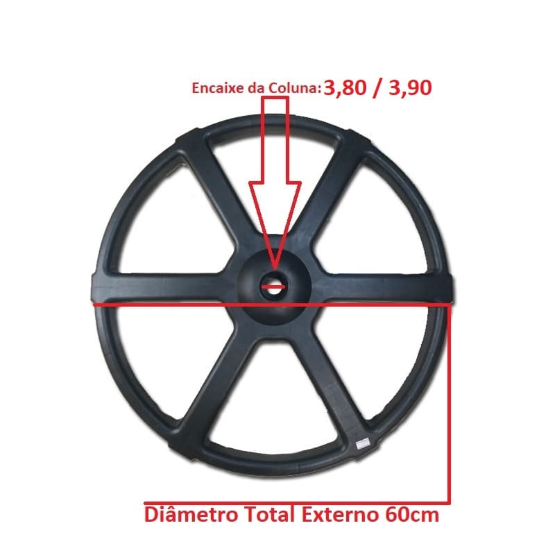 SUPORTE BASE REDONDA P/COLUNA VENTILADOR VENTISOL 60CM - COR PRETA ENCAIXE P/COLUNAS E03,9CM - SERVE P/TODOS NEW BIV-200W STEEL DE 60CM - foto 1 de 2