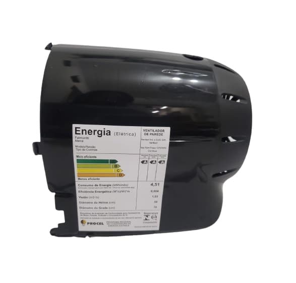 CAPACETE DO MOTOR P/VENTILADOR VENTISOL 70CM POWER 70 ATUAL 2023/2024 - COR PRETA - CAPA PLASTICA 0361MX P/PAREDE