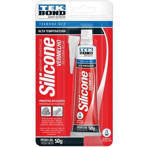 ADESIVO SILICONE P/ALTA TEMPERATURA 50G APLICACAO MANUAL - COR VERMELHA - TEMPERATURA DE TRABALHO ATE 315C GRAUS - ORBIVED - foto 1 de 2