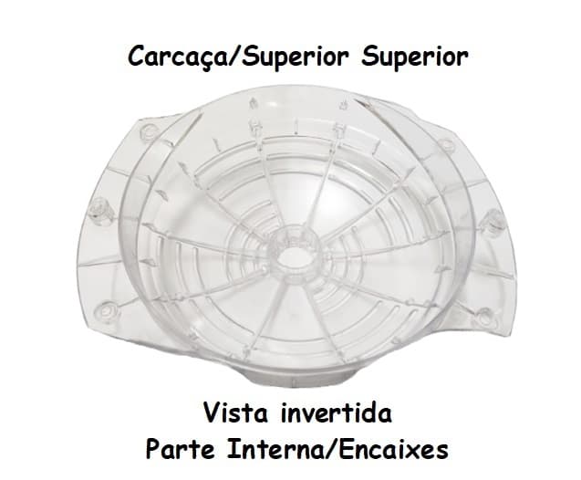 CARCAÇA DO MOTOR VENTILADOR SPIRIT VT200 2PÁS PLÁSTICA COR CRISTAL SUPERIOR P/VT201 VT202 - *VENDIDA P/UNIDADE - foto 1 de 3