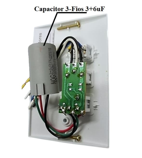 CHAVE P/VENTILADOR DE TETO 3-VEL CAP-09,0UF 3,0+6,0UF - SPIRIT 110V ORIGINAL ESPELHO MODERNO BRANCO - DIMMER E LUZ - foto 1 de 4