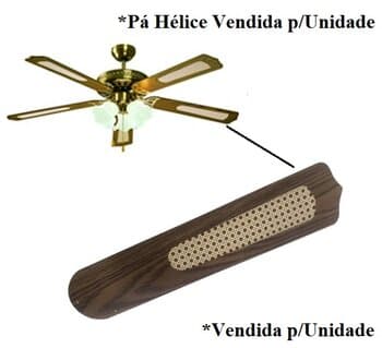 PÁ HÉLICE P/VENTILADOR DE TETO ALISEU REUNION - MDF DUPLA FACE IMBUIA/TELINHA BRANCA/BEGE - *VENDIDA P/UNIDADE*- ORIGINAL P/VT IMPORTADOS