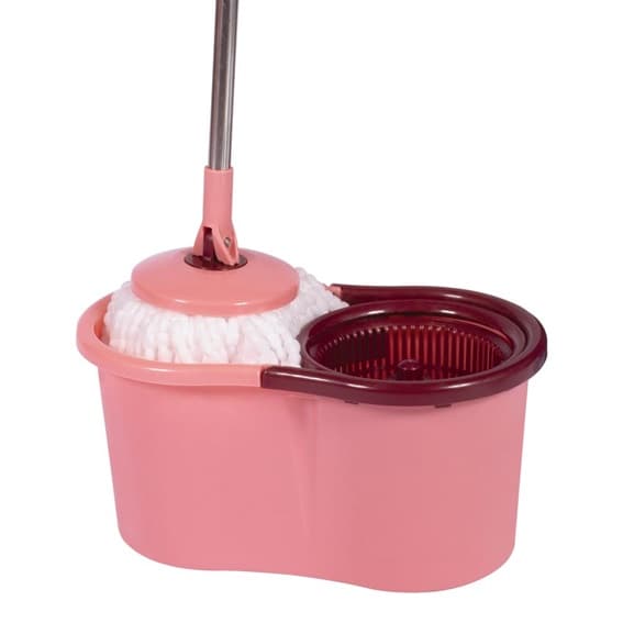 ESFREGAO MOP POCKET LIMPEZA PRATICA COR ROSA - GIRATORIO BALDE 8 LITROS + VASSOURA + CABO - MOR 8293 - foto 1 de 3