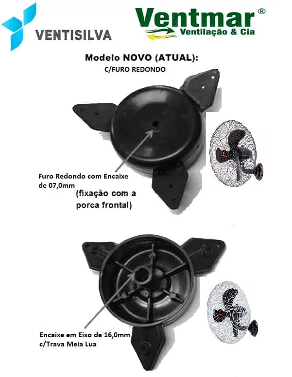 CENTRO DE HELICE VENTILADOR VENTISILVA 65CM ATUAL PRETO - BICO POLIA FURO REDONDO - foto 1 de 1