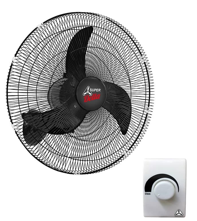 VENTILADOR DE PAREDE 065CM VENTI-DELTA SUPER BIV 230W 60HZ PRETO - CHAVE CONTROLE DE VELOCIDADE - GRADE METAL