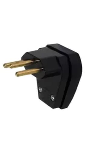 PINO ELéTRICO PLUG MACHO TRIANGULAR 90GRAUS 20A 250V 3 PINOS - COR CINZA OU PRETO - foto 1 de 2