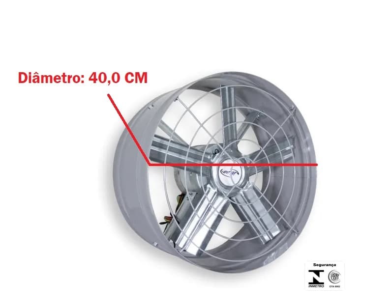 EXAUSTOR DE 40CM VENT AIR BIV260W BAIXA ROTAÇÃO-01650RPM ALTA VAZÃO-06000M3H - SERVIÇO PESADO P/CHURRASQUEIRA COIFA CABINE DE PINTURA - foto 1 de 5