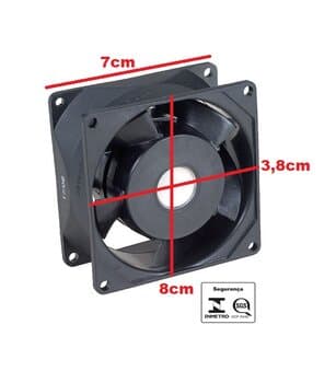 EXAUSTOR DE 07CM MICROVENTILADOR BIVOLTS 00005 M/H - E7NYCD 800X80X38MM - COOLER 3180/3170RPM 40DB