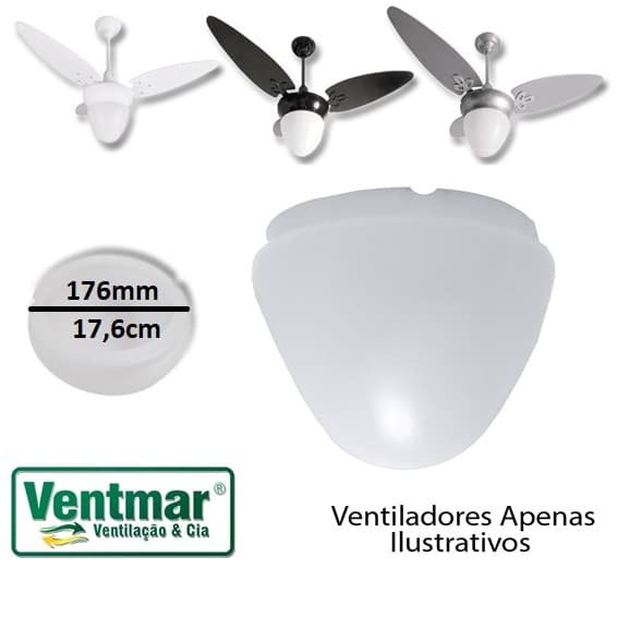 GLOBO CUPULA PLASTICA DA LUMINARIA VENTILADOR ARGE COSMOS LUNAR - ENCAIXE 176MM / 17,60CM - GLOBO ARGE LUNAR - foto 1 de 3