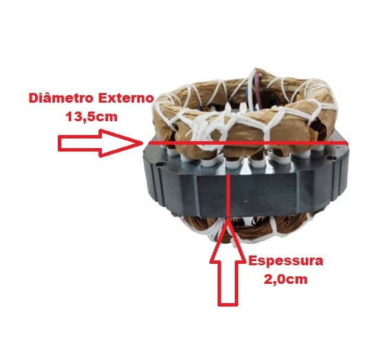 ESTATOR BOBINADO MOTOR VENTLADOR OSC.DOMINA 50/60CM 110V200W12,0UF - FIO CABO 25 AWG ALUMINIO - foto 1 de 3