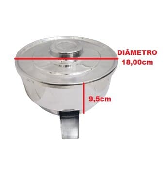 BICA ESCOADOR DE SUCO EM ALUMíNIO C/TAMPA DO ESPREMEDOR DE FRUTAS TRON SUPER MASTER PLUS/ HIPER MASTER PLUS - ENCAIXE EIXO 19,0MM - BASE 180,0MM