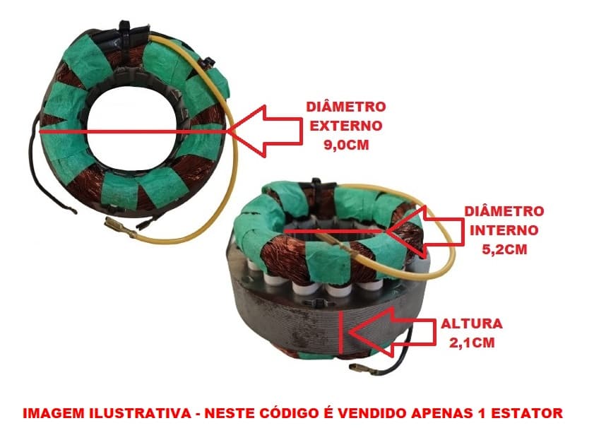 ESTATOR BOBINADO MOTOR VENTILADOR OSCILANTE LOREN SID 30/40CM 220V02,0UF - TURBO MESA COLUNA PAREDE 30 OU 40CM -*USAR CAP.02,0UF - foto 1 de 4