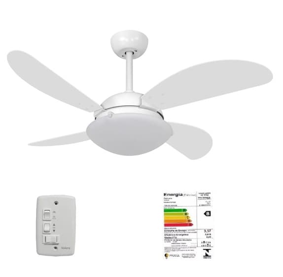 VENTILADOR DE TETO VOLARE PREMIUM 110V10,5UF COR BRANCO 4PÁS FLY TUBA BRANCAS CHAVE 3 VEL VENTIFÁCIL - LUMINÁRIA MC2 P/2-LÂMPADAS ATÉ 15WATTS - foto 1 de 2