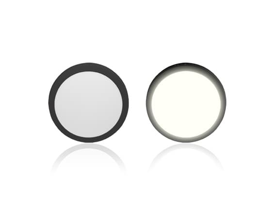 LUMINÁRIA PLAFON PAINEL LED SOBREPOR RD21,0CM P/VENTILADOR DE TETO - 18W6500KBIV B/PRETA SEM SUPORTE 210CX210LXA26MM - foto 1 de 4