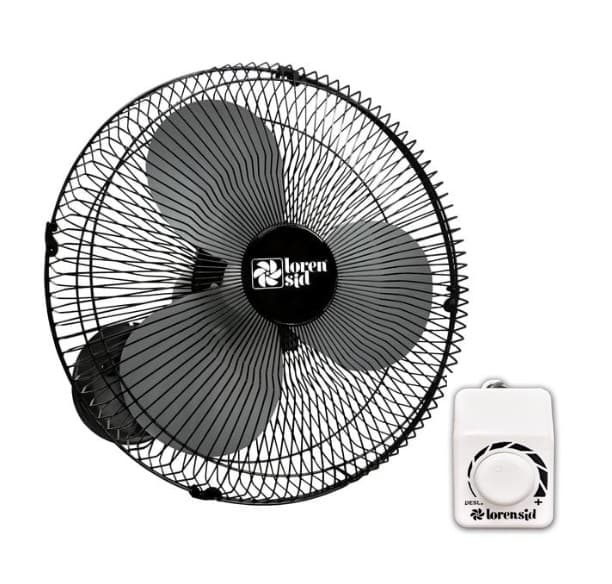 VENTILADOR DE PAREDE 040CM LOREN SID TURBO 110V135W PRETO HEL-3PÁS G/MT CONTROLE DE VELOCIDADE