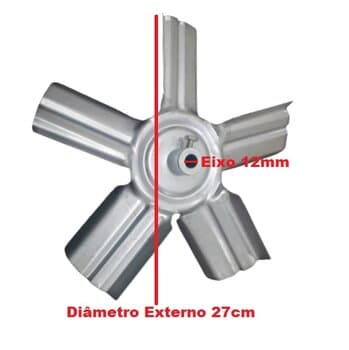 HELICE P/EXAUSTOR DE 30CM VENT AIR LINHA PESADA 30CM 5-PÁS CINZA ZINCADA - ENCAIXE EIXO 12,0MM C/CUBO E PARAFUSO TRAVA LATERAL - HELICE EX 30CM P/CHU