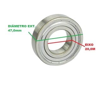 ROLAMENTO 6204 1A ZZ P/VENTILADOR DE TETO - ROLAMENTO ESFERA 6204 1º LINHA - EIXO 20,0MM - DIAM EXT-47,0MM FAG