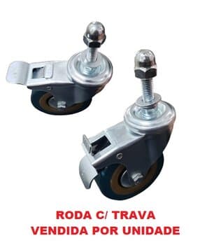 RODA RODÍZIO P/CLIMATIZADOR ULTRAAR ULTRA 60/70/80/100 VENTISOL-CLI70/CLI100PRO MWM-M9000 BEM ESTAR-B9000 - DIANTEIRA MóVEL C/TRAVA - *VENDIDA P/UNIDA