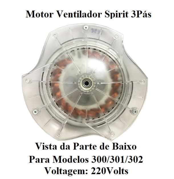 MOTOR P/VENTILADOR DE TETO SPIRIT 300 301 302 3PAS 220V03,0UF COR CRISTAL - MODELO 3PAS 300 301 302 COM ROSCA P/LUMINARIA - foto 1 de 2