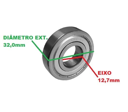ROLAMENTO 6201 1A ZZ 1A LINHA - ESPECIAL ENCAIXE E12,7MM X 1/2POL - P/VENTILADOR / EXAUSTOR / CLIMATIZADOR - foto 1 de 2