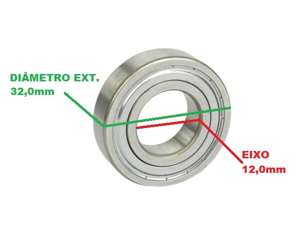 ROLAMENTO 6201 1A ZZ 1A LINHA - PADRÃO ENCAIXE E12,0MM - DIÂMETRO EXTERNO 32,0MM - P/VENTILADOR / EXAUSTOR / CLIMATIZADOR - foto 1 de 2