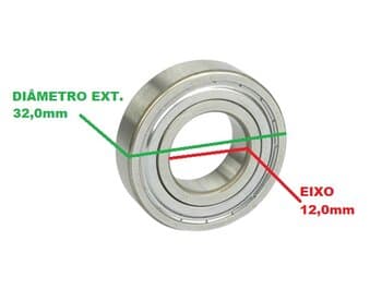 ROLAMENTO 6201 1A ZZ 1A LINHA - PADRÃO ENCAIXE E12,0MM - DIÂMETRO EXTERNO 32,0MM - P/VENTILADOR / EXAUSTOR / CLIMATIZADOR