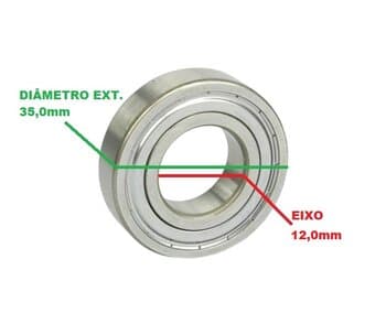 ROLAMENTO 6201 2A ZZ 2A LINHA - PADRÃO ENCAIXE E12,0MM - P/VENTILADOR / EXAUSTOR / CLIMATIZADOR-GBR