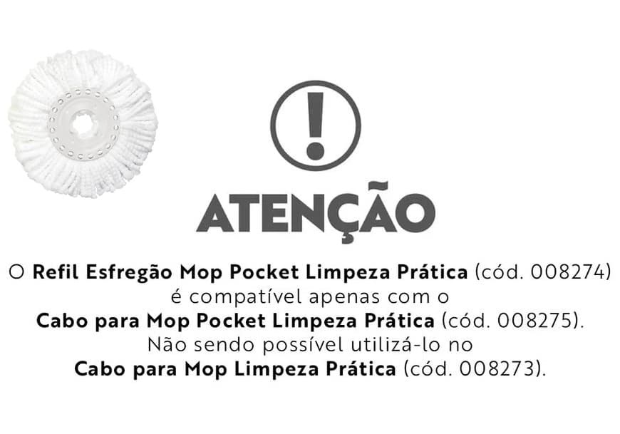 REFIL ESFREGÃO MOP POCKET LIMPEZA PRÁTICA CÓD. 008274 PADRAO - MOR - foto 1 de 2